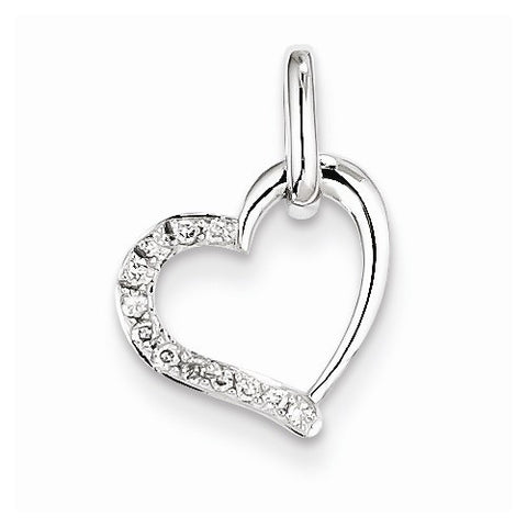 14k White Gold Diamond Heart pendant, Quality AA (G-H Color, SI1-SI2 Clarity, 0.08 cttw), Lovely Pendants for Necklace
