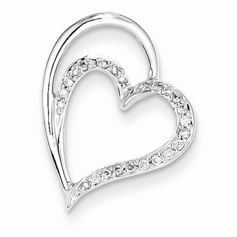 14k White Gold Diamond Heart pendant, Quality AA (G-H Color, SI1-SI2 Clarity, 0.1 cttw), Classy Pendants for Necklace