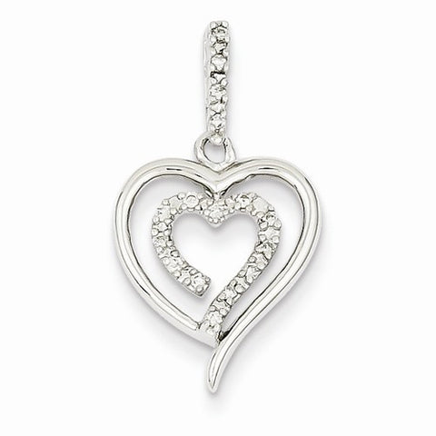 14k White Gold Diamond Heart Pendant, Quality AA (G-H Color, SI1-SI2 Clarity, 0.1 cttw), Appealing Pendants for Necklace