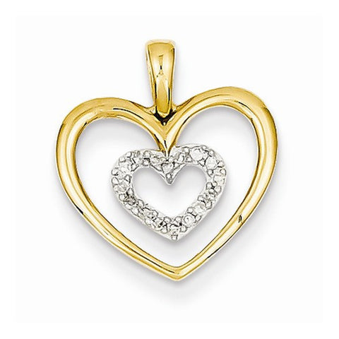 14k Gold Two-tone Diamond Heart pendant, Quality AA (G-H Color, SI1-SI2 Clarity, 0.07 cttw), Charm