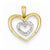 14k Gold Two-tone Diamond Heart pendant, Quality AA (G-H Color, SI1-SI2 Clarity, 0.07 cttw), Charm