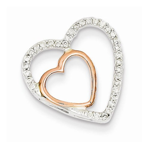 14k Two-tone White & Rose Gold Diamond Heart Pendant, Quality AA (G-H Color, SI1-SI2 Clarity)