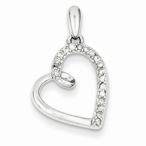 14k White Gold Diamond Heart Pendant, Quality AA (G-H Color, SI1-SI2 Clarity, 0.1 cttw), Beautiful Pendants for Necklace