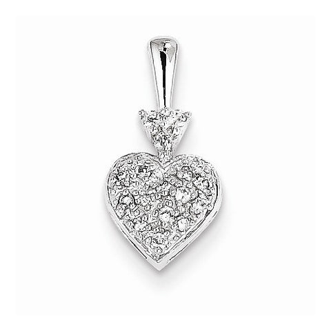 14k White Gold Diamond Heart Pendant, Quality AA (G-H Color, SI1-SI2 Clarity, 0.1 cttw), Delightful Pendants for Necklace
