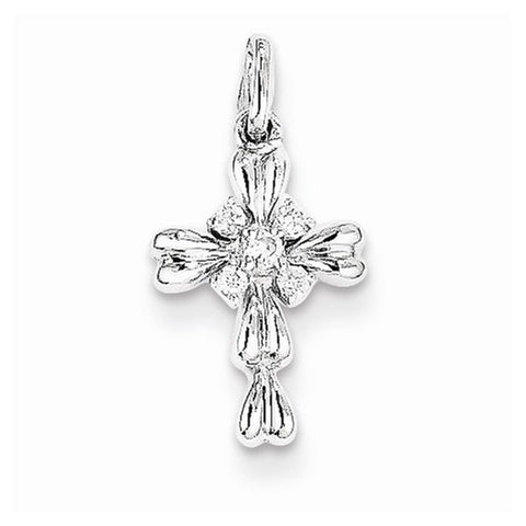 14k White Gold Diamond Cross pendant, Quality AA (G-H Color, SI1-SI2 Clarity, 0.06 cttw), Exquisite Pendants for Necklace