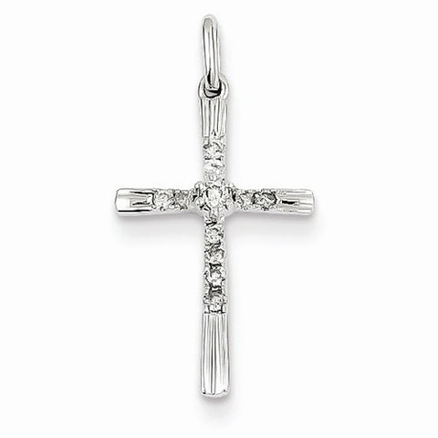 14k White Gold Diamond Cross pendant, Quality AA (G-H Color, SI1-SI2 Clarity, 0.11 cttw), Fine Pendants for Necklace