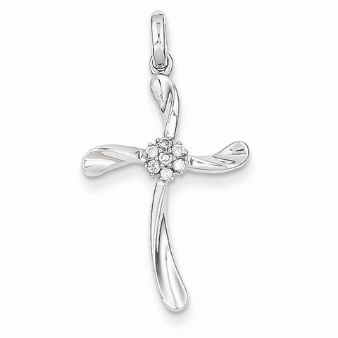 14k White Gold Diamond Cross pendant, Quality AA (G-H Color, SI1-SI2 Clarity, 0.07 cttw), Stylish Pendants for Necklace