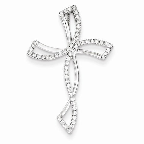 14k White Gold Diamond Cross Pendant, Quality AA (G-H Color, SI1-SI2 Clarity, 0.184 cttw)