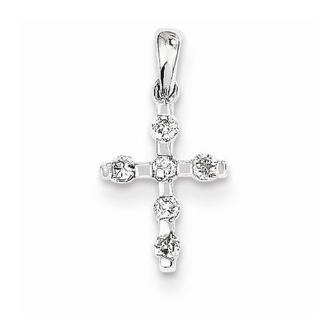 14k White Gold Diamond Cross Pendant, Quality AA (G-H Color, SI1-SI2 Clarity, 0.155 cttw)