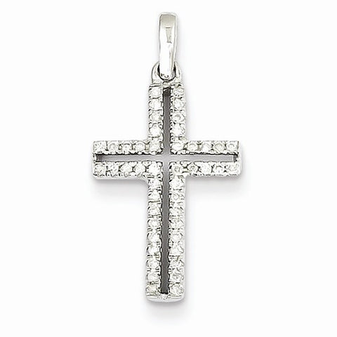 14k White Gold Diamond Cross pendant, Quality AA (G-H Color, SI1-SI2 Clarity, 0.14 cttw), Appealing Pendants for Necklace