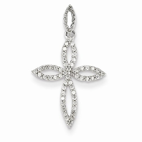 14k White Gold Diamond Cross pendant, Quality A (G-I Color, SI2 Clarity, 0.15 cttw), Adorable Pendants for Necklace
