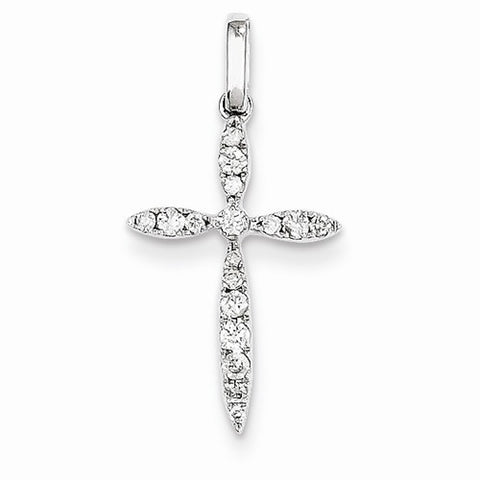 14k White Gold Diamond Cross pendant, Quality AA (G-H Color, SI1-SI2 Clarity, 0.17 cttw), Dazzling Pendants for Necklace