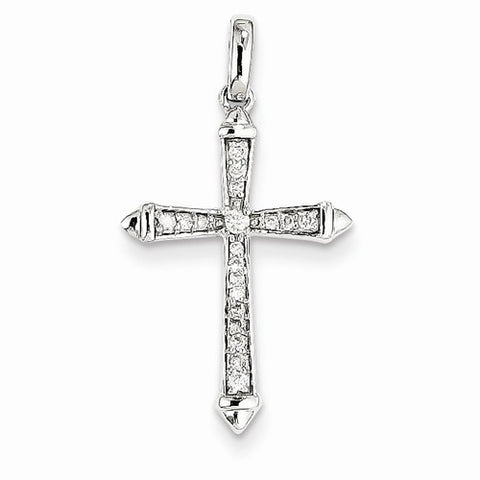 14k White Gold Diamond Cross pendant, Quality AA (G-H Color, SI1-SI2 Clarity, 0.11 cttw), Exquisite Pendants for Necklace