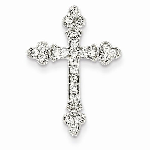14k White Gold Diamond Cross Pendant, Quality AA (G-H Color, SI1-SI2 Clarity, 0.27 cttw)