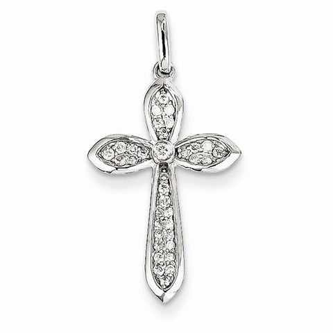 14k White Gold Diamond Cross Pendant, Quality AA (G-H Color, SI1-SI2 Clarity, 0.18 cttw)
