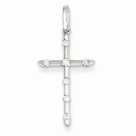 14k White Gold Diamond Cross Pendant, Quality AA (G-H Color, SI1-SI2 Clarity, 0.14 cttw), Fine Pendants for Necklace