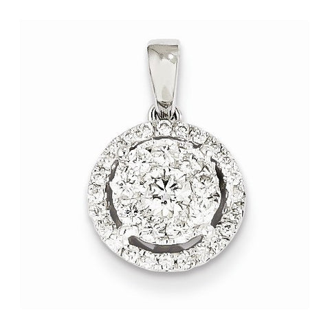 14k White Gold Diamond Pendant, Quality AA (G-H Color, SI1-SI2 Clarity, 0.5 cttw), Fine Pendants for Necklace