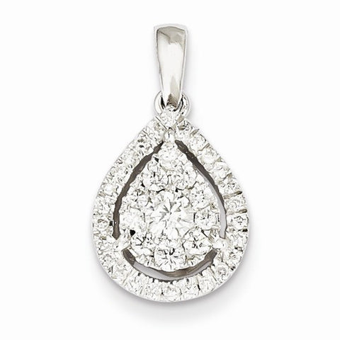 14k White Gold Diamond pendant, Quality AA (G-H Color, SI1-SI2 Clarity, 0.5 cttw), Pretty Pendants for Necklace