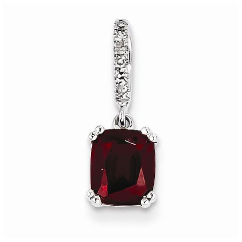14k White Gold Diamond and Garnet pendant, Delightful Pendants for Necklace