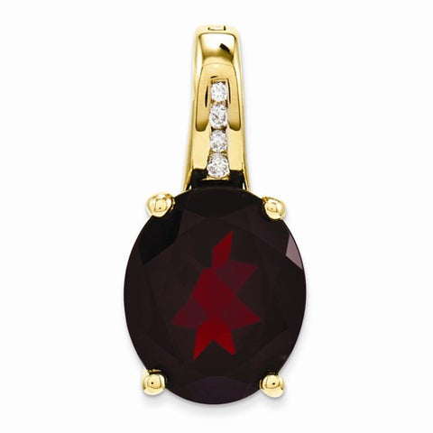14k Gold Diamond and Garnet Oval pendant, Alluring Pendants for Necklace