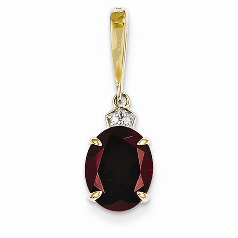 14k Gold Diamond and Garnet Oval pendant, Charm