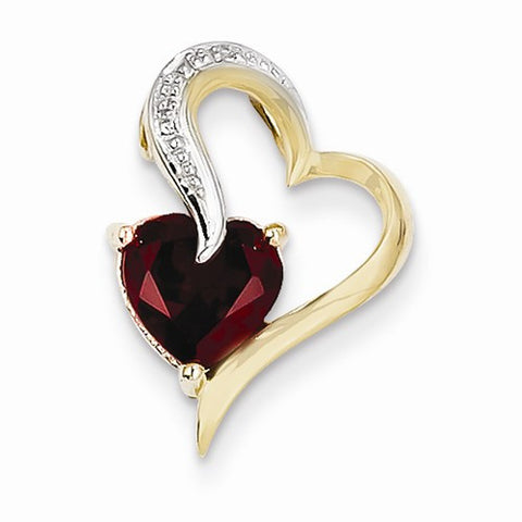 14k Gold Diamond and Garnet Heart pendant, Beautiful Pendants for Necklace