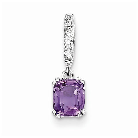 14k White Gold Diamond and Amethyst pendant, Stylish Pendants for Necklace