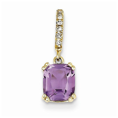 14k Gold Diamond and Amethyst pendant, Classy Pendants for Necklace