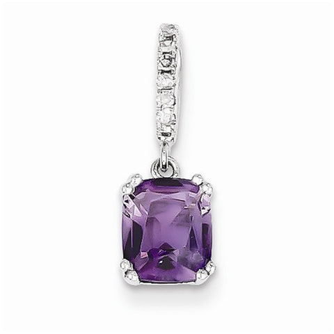 14k White Gold Diamond and Amethyst pendant, Alluring Pendants for Necklace