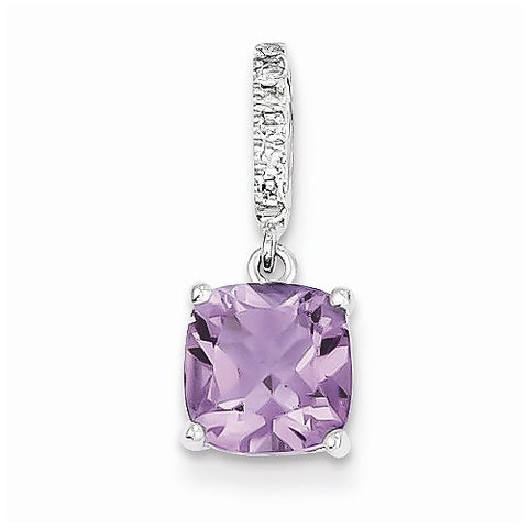 14k White Gold Diamond and Amethyst pendant, Charm