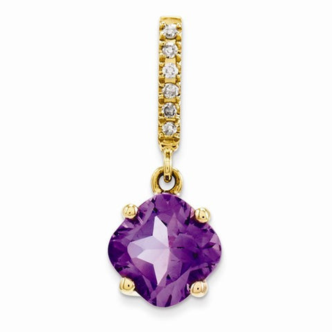 14k Gold Diamond and Amethyst pendant, Adorable Pendants for Necklace