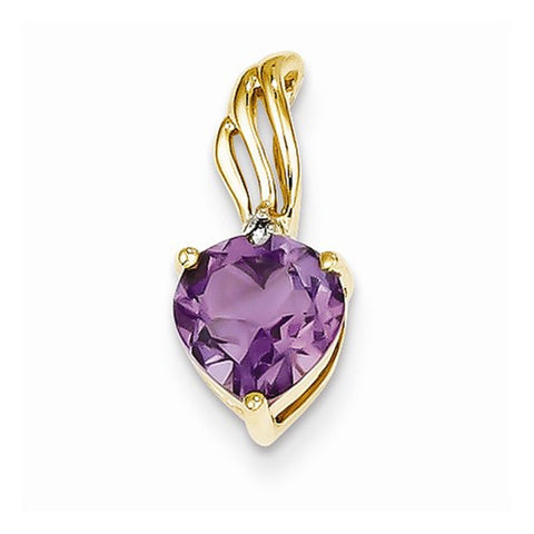 14k Gold Diamond and Amethyst Heart Pendant, Beautiful Pendants for Necklace
