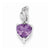 14k White Gold Diamond and Amethyst Heart Pendant, Delightful Pendants for Necklace