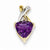 14k Gold & Rhodium Amethyst and White Topaz Trillion Pendant, Pendants for Necklace