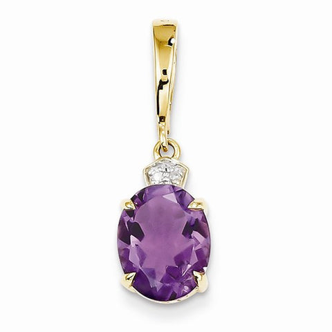 14k Gold Diamond and Amethyst Oval pendant, Pendants for Necklace
