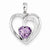 14k White Gold Diamond and Amethyst Heart Pendant, Delightful Pendants for Necklace