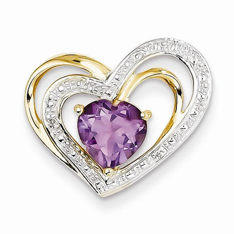 14k Gold Diamond and Amethyst Heart pendant, Exquisite Pendants for Necklace