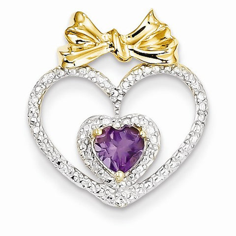 14k Gold Diamond and Amethyst Heart pendant, Fine Pendants for Necklace