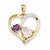 14k Gold Diamond and Pink Amethyst and Amethyst Heart pendant, Pendants for Necklace