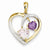 14k Gold Diamond and Pink Amethyst and Amethyst Heart pendant, Pretty Pendants for Necklace