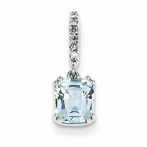 14k White Gold Diamond and Blue Topaz pendant, Charm