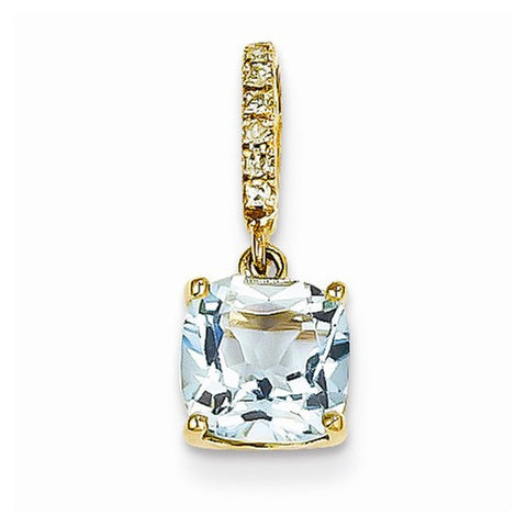 14k Gold Diamond and Blue Topaz pendant, Adorable Pendants for Necklace