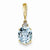 14k Gold Diamond and Blue Topaz Oval pendant, Beautiful Pendants for Necklace