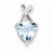 14k White Gold Blue Topaz and White Topaz Trillion Pendant, Pendants for Necklace