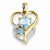 14k Gold Diamond and Sky Blue Topaz Heart Pendant, Pendants for Necklace
