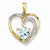 14k Gold Diamond and Blue Topaz Heart pendant, Charm