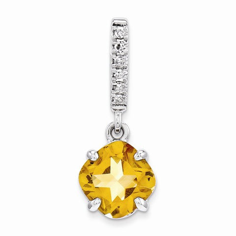 14k White Gold Diamond and Citrine pendant, Alluring Pendants for Necklace