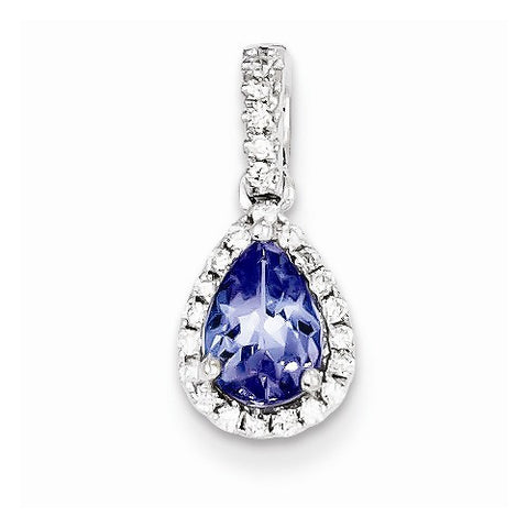 14k White Gold Tanzanite Diamond pendant, Dazzling Pendants for Necklace