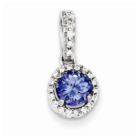 14k White Gold Tanzanite Diamond pendant, Exquisite Pendants for Necklace