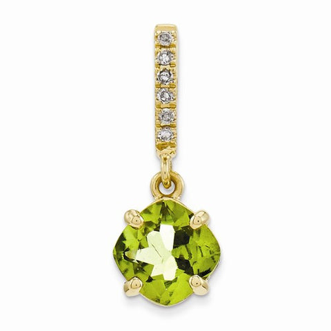 14k Gold Diamond and Peridot pendant, Gorgeous Pendants for Necklace